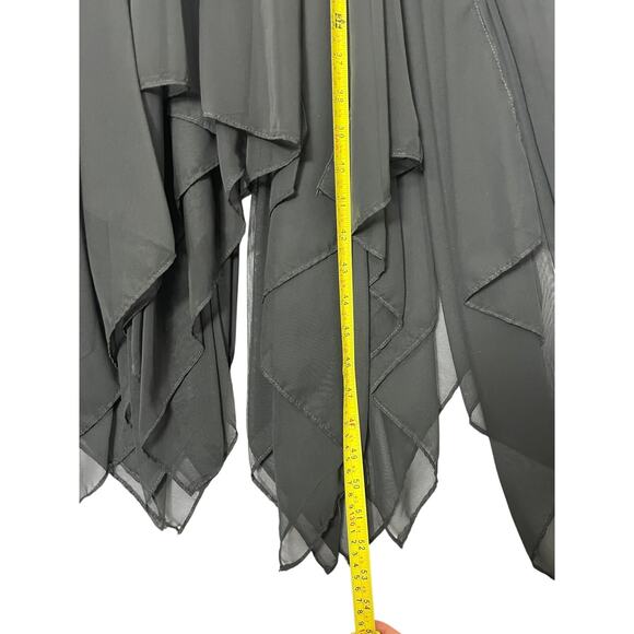 90s Vintage Whimsigoth Layered Dark Fairy Midi Dress Size Medium - Picture 4 of 7